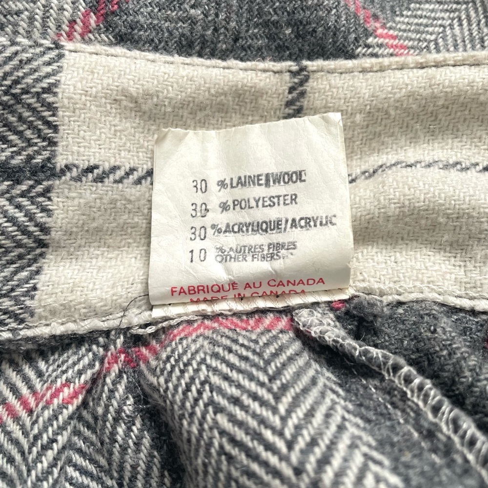 Vintage 90s Plaid Wool Midi Skirt Neutral Academia Quiet Luxury Preppy Small - Picture 5 of 9